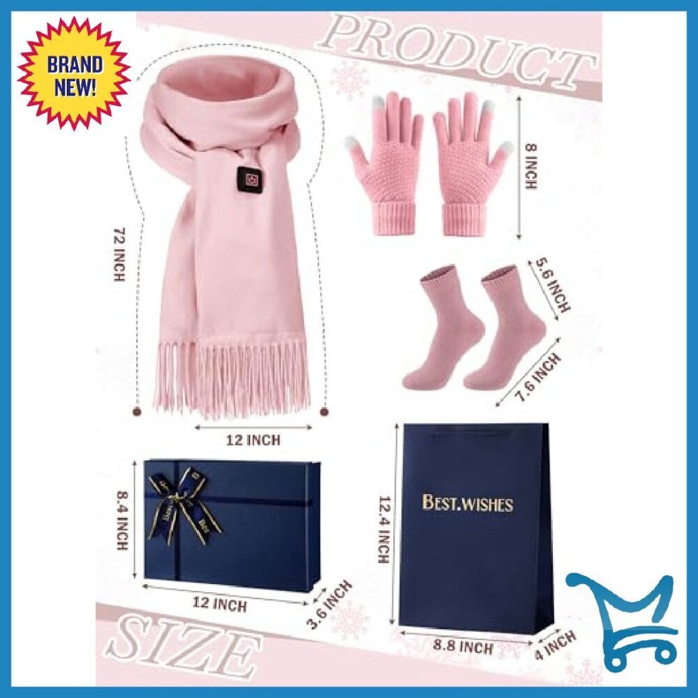 Heated Scarf Set with Touchscreen Gloves & Thermal Socks Gift Box - Picture 3 of 8